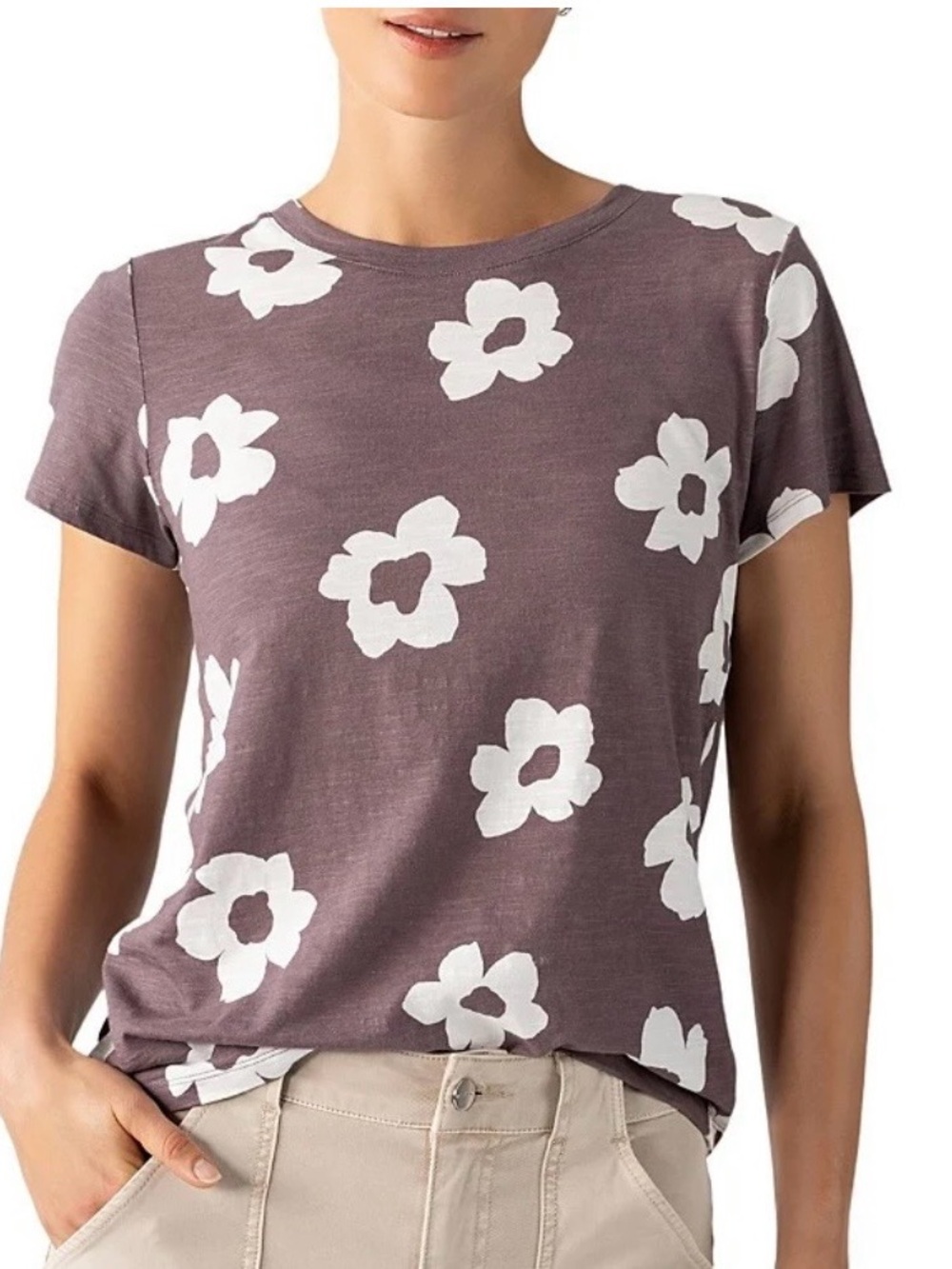 Sanctuary Plum Brown Floral Short-Sleeve Tee
